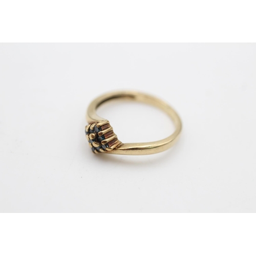 58 - A 9ct gold blue diamond cluster ring, size L½ - approx. gross weight 2 grams