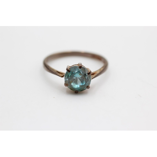 37 - A hallmarked Birmingham 9ct gold blue zircon solitaire cathedral setting dress ring, size Q½ - appro... 