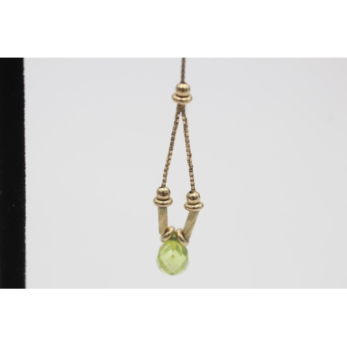 74 - A pair of 9ct gold gemstone chain drop stud earrings - approx. gross weight 2.6 grams