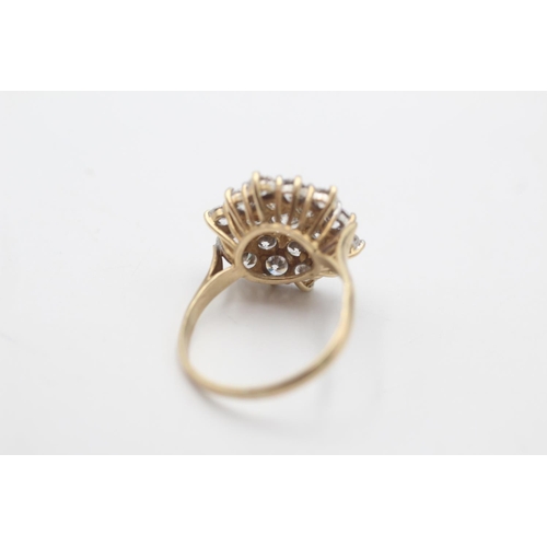 79 - A 9ct gold gemstone cluster dress ring, size O½ - approx. gross weight 4 grams