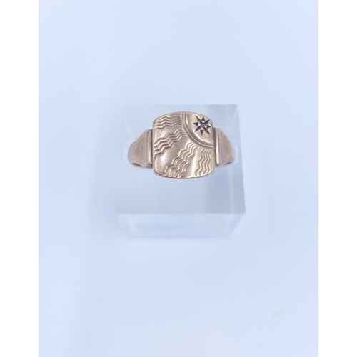 106 - A hallmarked Birmingham 9ct gold diamond signet ring, size S and dated 1963 - approx. gross weight 3... 