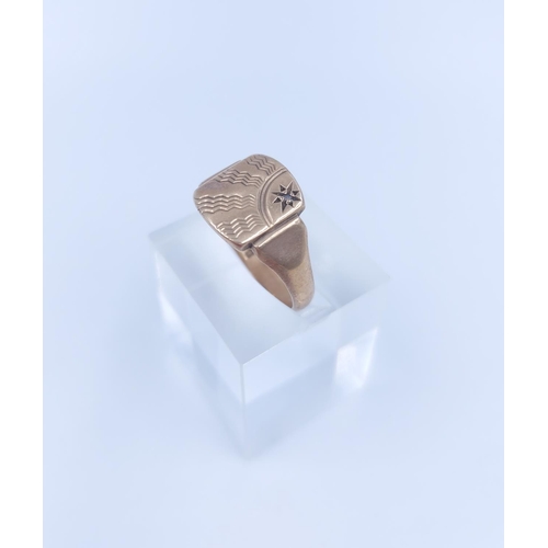 106 - A hallmarked Birmingham 9ct gold diamond signet ring, size S and dated 1963 - approx. gross weight 3... 