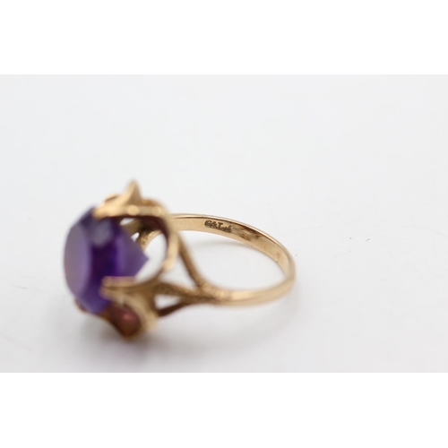 101 - A hallmarked London 9ct gold amethyst cocktail ring, size M½ - approx. gross weight 4.6 grams