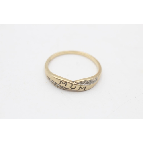 103 - A hallmarked Sheffield 9ct gold diamond 'Mum' dress ring, size S - approx. gross weight 1.9 grams