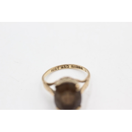 15 - A hallmarked Birmingham 9ct gold smoky quartz dress ring, size M½ - approx. gross weight 3.3 grams