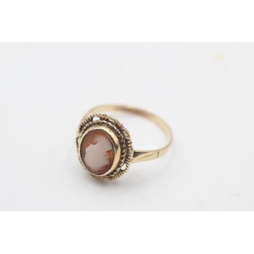 25 - A hallmarked Birmingham 9ct gold shell cameo solitaire ring, size N½ - approx. gross weight 2.4 gram... 