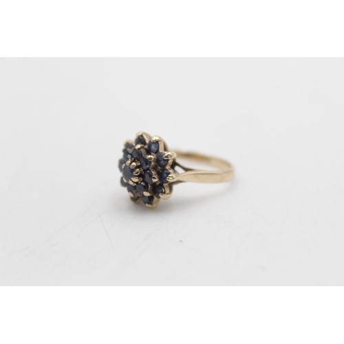 5 - A 9ct gold sapphire cluster ring, size L - approx. gross weight 4.7 grams