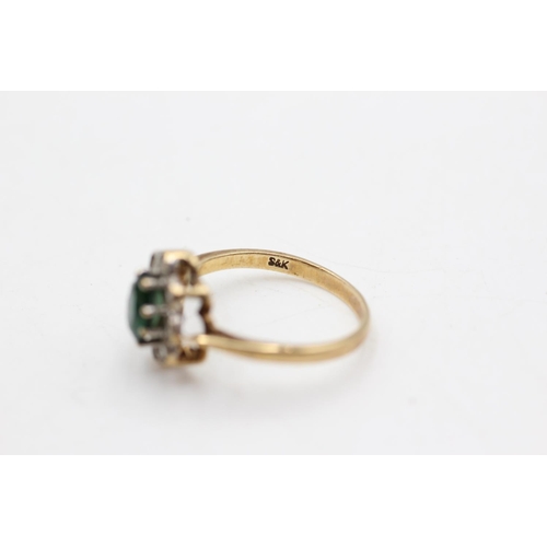 56 - A hallmarked London 9ct gold synthetic spinel and clear gemstone cluster ring, size  N½ - approx. gr... 