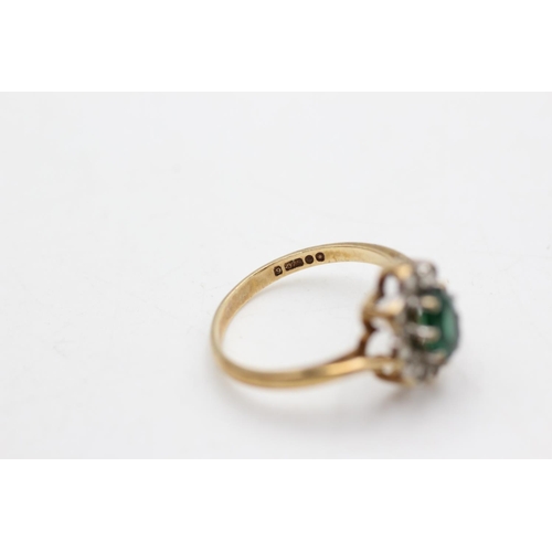 56 - A hallmarked London 9ct gold synthetic spinel and clear gemstone cluster ring, size  N½ - approx. gr... 