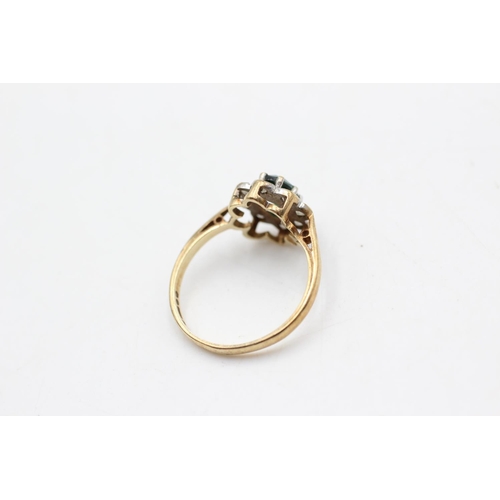 56 - A hallmarked London 9ct gold synthetic spinel and clear gemstone cluster ring, size  N½ - approx. gr... 