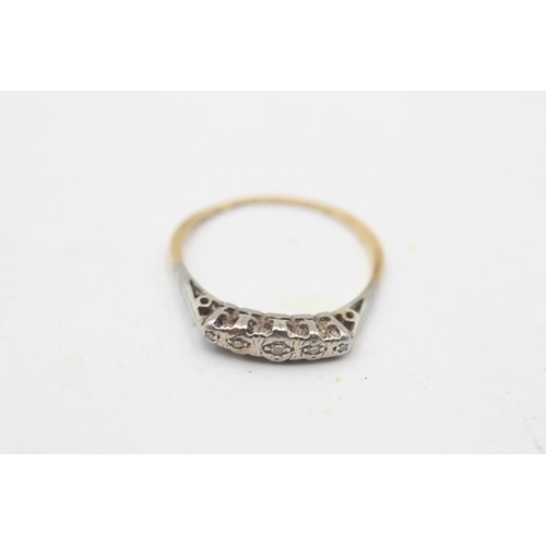 66 - A 9ct gold and platinum diamond five stone ring, size N½ - approx. gross weight 1.5 grams