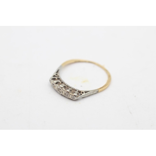 66 - A 9ct gold and platinum diamond five stone ring, size N½ - approx. gross weight 1.5 grams