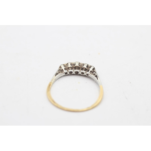 66 - A 9ct gold and platinum diamond five stone ring, size N½ - approx. gross weight 1.5 grams