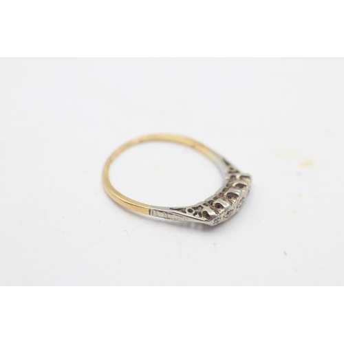 66 - A 9ct gold and platinum diamond five stone ring, size N½ - approx. gross weight 1.5 grams