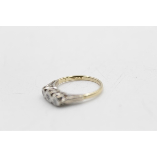 84 - An 18ct gold and white gold diamond trilogy ring, size L - approx. gross weight 3.1 grams