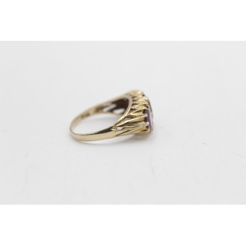 97 - A hallmarked London 9ct gold amethyst and clear gemstone gypsy ring, size P - approx. gross weight 4... 