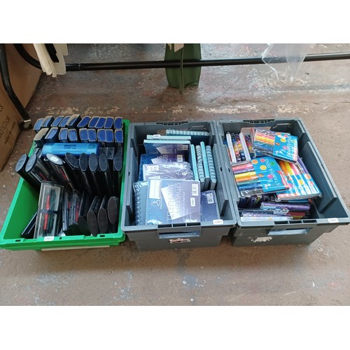 1615 - Three boxes of new stationary, one containing pen sets, one containing telephone message duplicate p... 