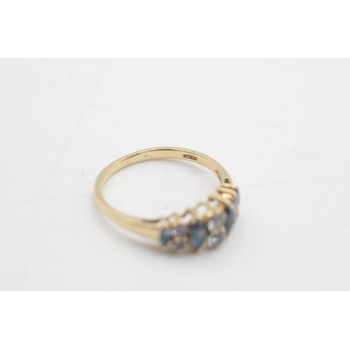 71 - A 14ct gold synthetic spinel and clear gemstone ten stone dress ring, size R - approx. gross weight ... 