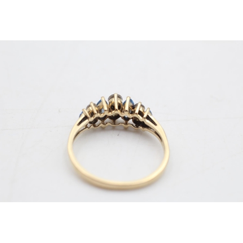 71 - A 14ct gold synthetic spinel and clear gemstone ten stone dress ring, size R - approx. gross weight ... 
