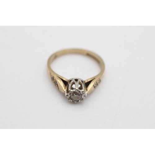 73 - A 9ct gold diamond solitaire ring, size J - approx. gross weight 2.2 grams
