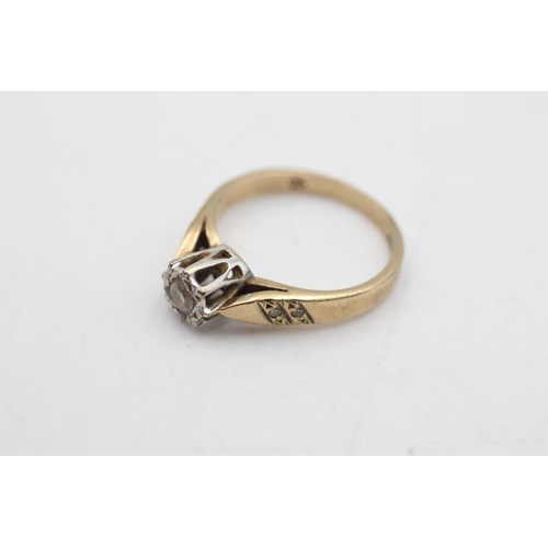 73 - A 9ct gold diamond solitaire ring, size J - approx. gross weight 2.2 grams