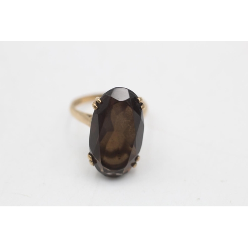 78 - A vintage 9ct gold smoky quartz cocktail ring, size L - approx. gross weight 4.4 grams