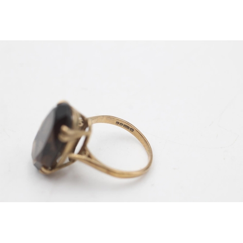 78 - A vintage 9ct gold smoky quartz cocktail ring, size L - approx. gross weight 4.4 grams