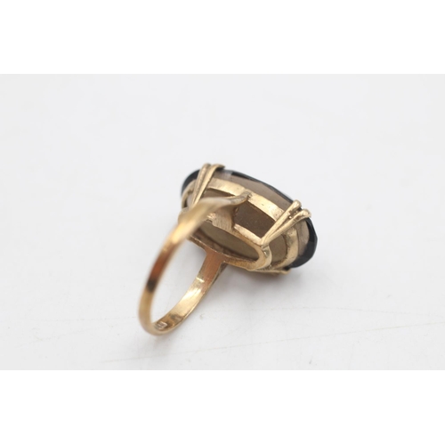 78 - A vintage 9ct gold smoky quartz cocktail ring, size L - approx. gross weight 4.4 grams