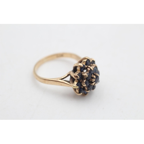 80 - A 9ct gold sapphire double halo dress ring, size L - approx. gross weight 4.7 grams