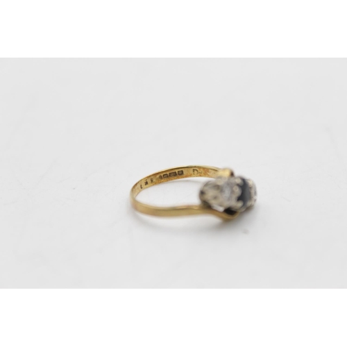 101 - A hallmarked Birmingham 18ct gold diamond and sapphire trilogy ring, size K - approx. gross weight 3... 