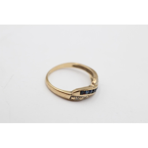 102 - A 9ct gold sapphire and diamond dress ring, size N½ - approx. gross weight 1.9 grams