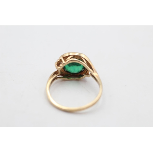 104 - A 9ct gold green synthetic spinel cocktail ring by Birks, size P½ - approx. gross weight 3.8 grams