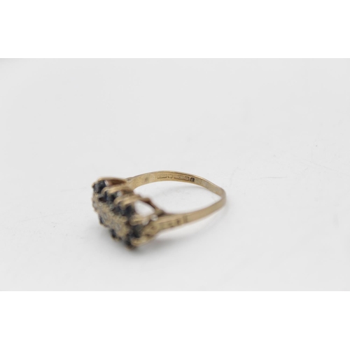 109 - A 9ct gold vintage diamond and sapphire dress ring, size K - approx. gross weight 2.3 grams