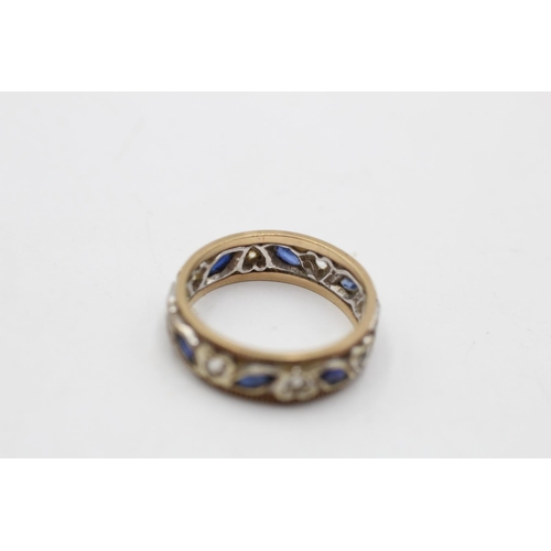 143 - A 9ct gold synthetic sapphire and synthetic spinel eternity ring, size N½ - approx. gross weight 3.5... 