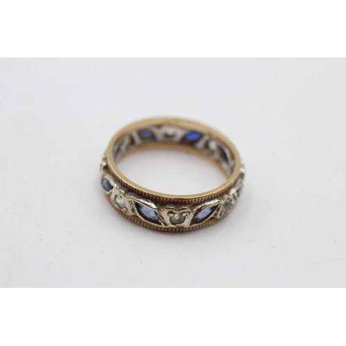 143 - A 9ct gold synthetic sapphire and synthetic spinel eternity ring, size N½ - approx. gross weight 3.5... 