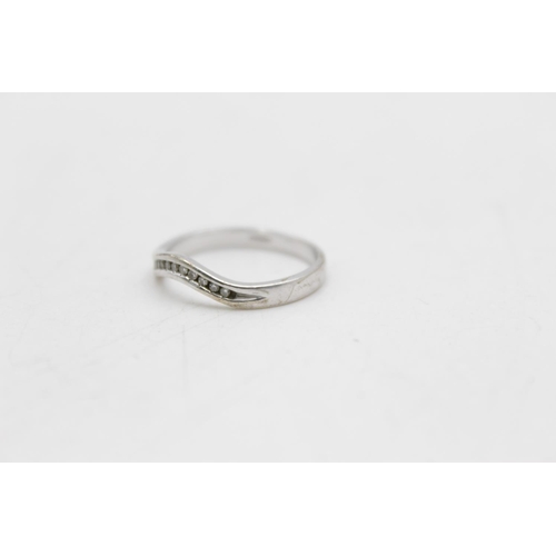 154 - Two 9ct white gold diamond rings, one cluster size Q½ and one stylised size O - approx. gross weight... 