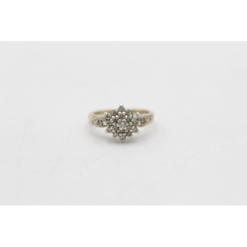 155 - Two 9ct gold diamonds rings, one stylised size P and one dress size K½  - approx. gross weight 5.3 g... 