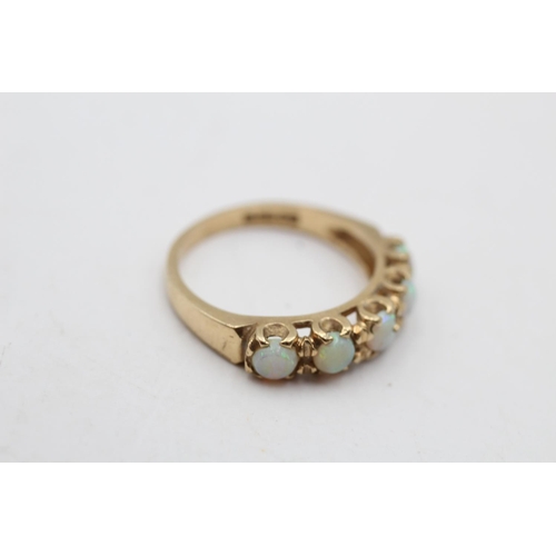 160 - A hallmarked Birmingham 9ct gold opal five stone gypsy ring, size N - approx. gross weight 2.6 grams