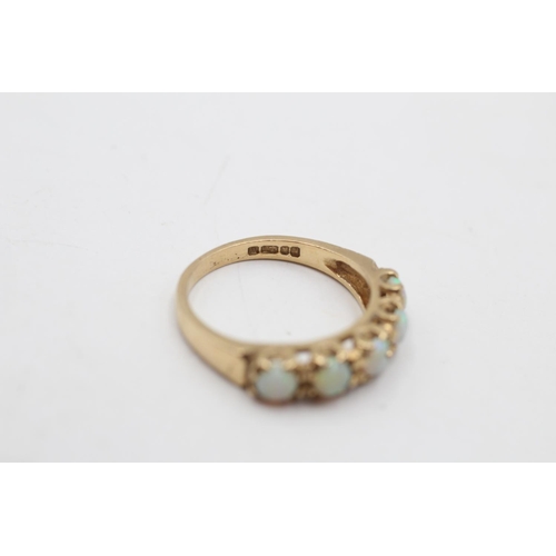 160 - A hallmarked Birmingham 9ct gold opal five stone gypsy ring, size N - approx. gross weight 2.6 grams