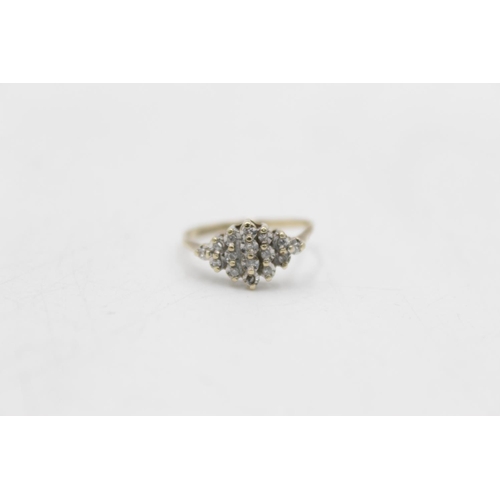 163 - Two 9ct gold diamond rings, one channel set size O and one cluster size M½ - approx. gross weight 2.... 