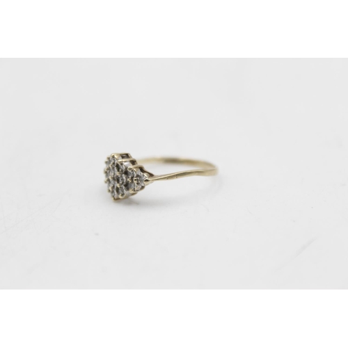 163 - Two 9ct gold diamond rings, one channel set size O and one cluster size M½ - approx. gross weight 2.... 