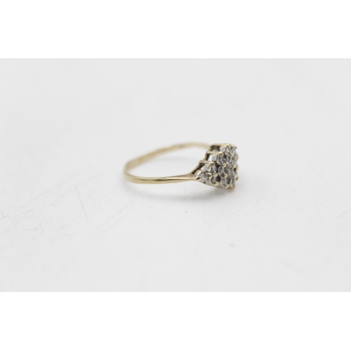 163 - Two 9ct gold diamond rings, one channel set size O and one cluster size M½ - approx. gross weight 2.... 