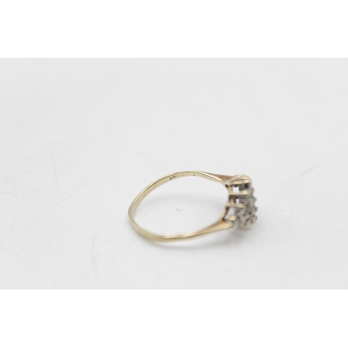 163 - Two 9ct gold diamond rings, one channel set size O and one cluster size M½ - approx. gross weight 2.... 