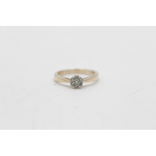 164 - Two pieces of 9ct gold diamond detail jewellery, one pair of stud earrings and one ring, size L½ - a... 