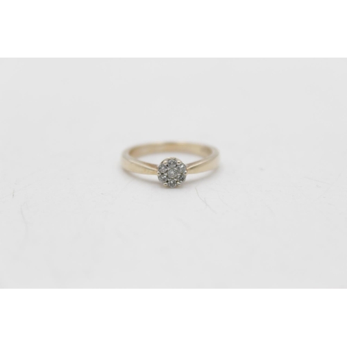 164 - Two pieces of 9ct gold diamond detail jewellery, one pair of stud earrings and one ring, size L½ - a... 