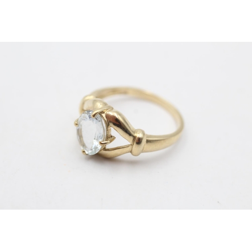 179 - A 9ct gold aquamarine dress ring, size N½ - approx. gross weight 2.9 grams