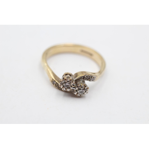 27 - A hallmarked Birmingham 9ct gold diamond moi et toi bypass ring, size Q - approx. gross weight 3.6 g... 