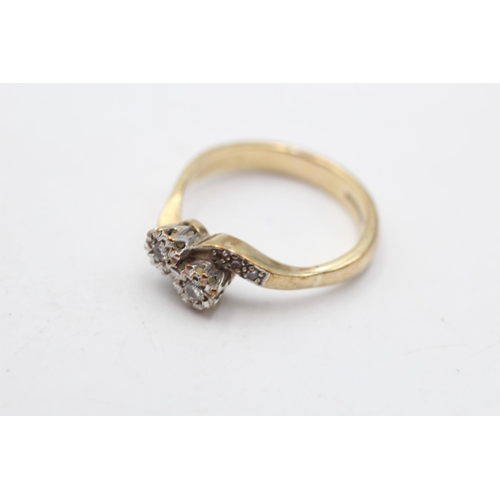 27 - A hallmarked Birmingham 9ct gold diamond moi et toi bypass ring, size Q - approx. gross weight 3.6 g... 