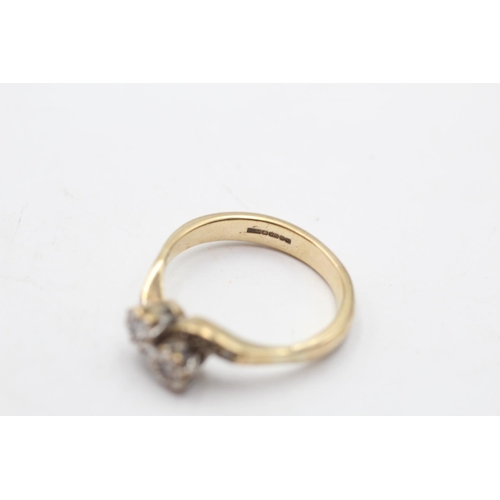 27 - A hallmarked Birmingham 9ct gold diamond moi et toi bypass ring, size Q - approx. gross weight 3.6 g... 