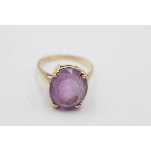 29 - A 14ct gold amethyst solitaire ring, size P½ - approx. gross weight 4.4 grams